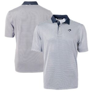 Men's Cutter & Buck Navy/White Toronto Blue Jays Big & Tall Virtue Eco Pique Micro Stripe DryTec Polo