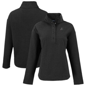 Women's Cutter & Buck Black Arizona Diamondbacks Hunts Point Eco Half-Snap Jacket