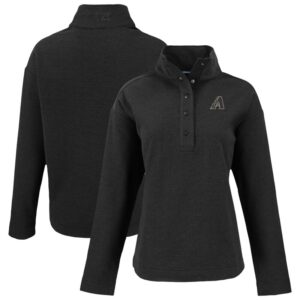 Women's Cutter & Buck Black Arizona Diamondbacks Hunts Point Eco Half-Snap Jacket