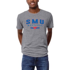 Men's League Collegiate Wear Heather Gray SMU Mustangs Victory Falls Tri-Blend T-Shirt