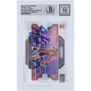 Julius Creed WWE Autographed 2022 Panini Prizm Hyper Prizm #75 Beckett Fanatics Witnessed Authenticated 10 Rookie Card