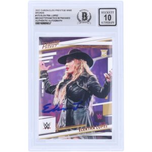 Elektra Lopez WWE Autographed 2022 Panini Chronicles Prestige Bronze #173 Beckett Fanatics Witnessed Authenticated 10 Rookie Card