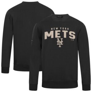 Men's Levelwear Black New York Mets Zane Team Arch Pullover Sweatshirt