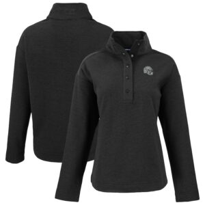 Women's Cutter & Buck  Black Las Vegas Raiders Hunts Point Eco Half-Snap Sweatshirt