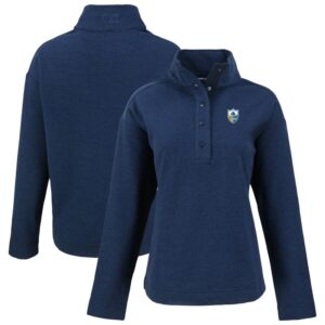 Women's Cutter & Buck  Navy Los Angeles Chargers Hunts Point Eco Half-Snap Sweatshirt