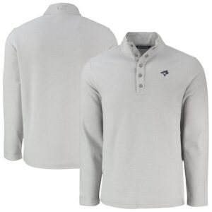 Men's Cutter & Buck Gray Toronto Blue Jays Hunts Point Eco Textured Fleece Recycled Half-Snap Sweatshirt
