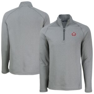 Men's Cutter & Buck Heather Gray Miami Marlins Peshastin Eco Fleece Recycled Raglan Quarter-Zip Top
