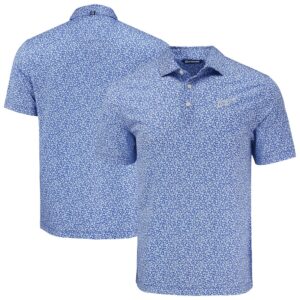 Men's Cutter & Buck Blue Kansas City Royals Pike Eco Flora Print Recycled Polo