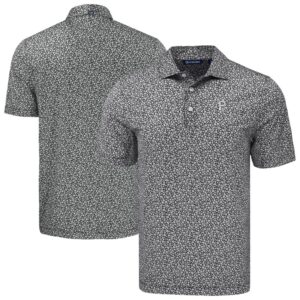 Men's Cutter & Buck Black Pittsburgh Pirates Pike Eco Flora Print Recycled Polo