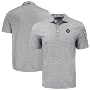 Men's Cutter & Buck Black Chicago Cubs Big & Tall Pike Eco Diamond Dot Print Polo