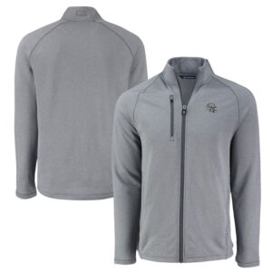 Men's Cutter & Buck  Heather Gray Las Vegas Raiders Peshastin Eco Fleece Recycled Raglan Tri-Blend Full-Zip Jacket
