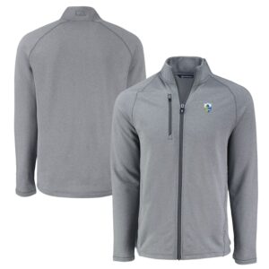Men's Cutter & Buck  Heather Gray Los Angeles Chargers Peshastin Eco Fleece Recycled Raglan Tri-Blend Full-Zip Jacket