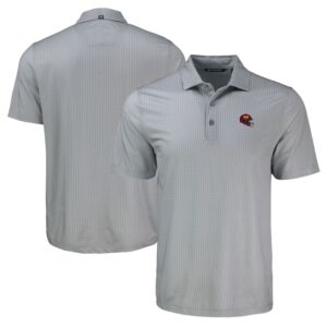 Men's Cutter & Buck Gray Washington Commanders Pike Eco Shadow Check Print Recycled Polo