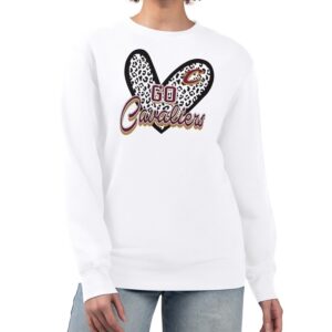 Women's G-III 4Her by Carl Banks  White Cleveland Cavaliers Leopard Heart Fleece Pullover Sweatshirt
