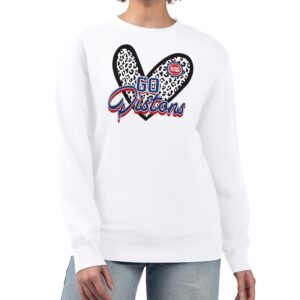 Women's G-III 4Her by Carl Banks  White Detroit Pistons Leopard Heart Fleece Pullover Sweatshirt