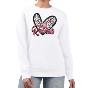 Women's G-III 4Her by Carl Banks  White Houston Rockets Leopard Heart Fleece Pullover Sweatshirt