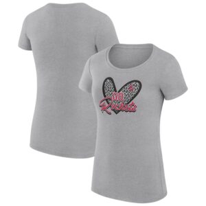 Women's G-III 4Her by Carl Banks  Heather Gray Houston Rockets Leopard Heart Fitted T-Shirt