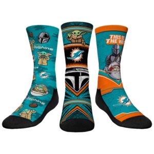Youth Rock Em Socks Miami Dolphins 3-Pack Mandalorian Crew Socks