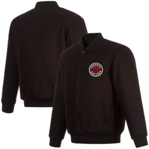 Men's JH Design Black Toronto Raptors Reversible All Wool Full-Snap Jacket