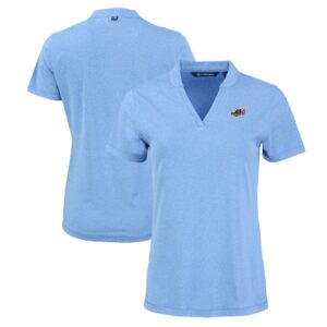Women's Cutter & Buck Light Blue Akron RubberDucks Forge Stretch Blade DryTec V-Neck Polo
