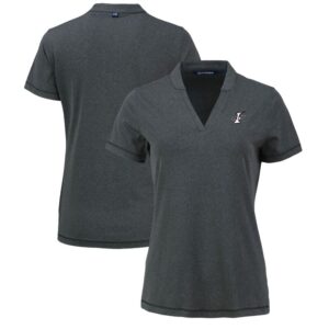 Women's Cutter & Buck Heather Black Albuquerque Isotopes Forge Stretch Blade DryTec V-Neck Polo