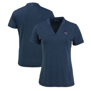 Women's Cutter & Buck Heather Navy Binghamton Rumble Ponies Forge Stretch Blade DryTec V-Neck Polo