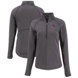 Women's Cutter & Buck Heather Black Buffalo Bisons Peshastin Eco Fleece Recycled Half-Zip Pullover Top