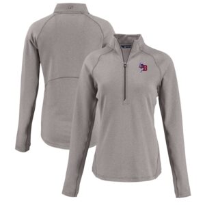 Women's Cutter & Buck Heather Gray Buffalo Bisons Peshastin Eco Fleece Recycled Half-Zip Pullover Top