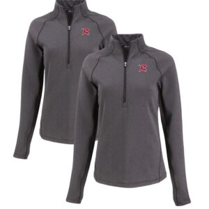 Women's Cutter & Buck Heather Black Richmond Flying Squirrels Peshastin Eco Fleece Recycled Half-Zip Pullover Top
