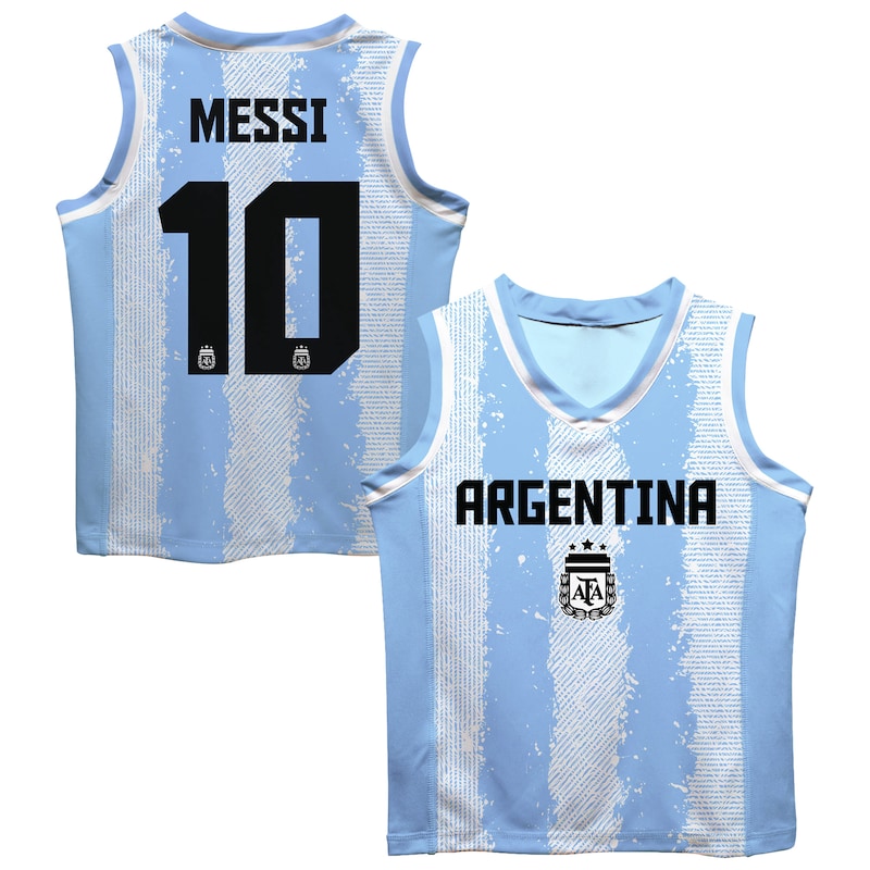 Men's Vive La Fete Lionel Messi Light Blue Argentina National Team Mesh Basketball Jersey