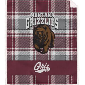 Pegasus Montana Grizzlies 50" x 60" Bold Plaid Ultra Soft Sherpa Blanket