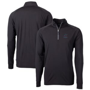 Men's Cutter & Buck Black Miami Marlins Big & Tall Adapt Eco Knit Stretch Recycled Quarter-Zip Pullover Top