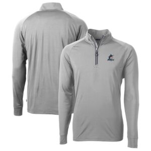 Men's Cutter & Buck Gray Miami Marlins Big & Tall Adapt Eco Knit Stretch Recycled Quarter-Zip Pullover Top