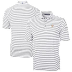 Men's Cutter & Buck Gray Houston Astros Virtue Eco Pique Stripe Recycled Polo