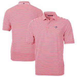 Men's Cutter & Buck Red Toronto Blue Jays Virtue Eco Pique Stripe Recycled Polo