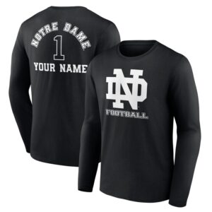 Men's Black Notre Dame Fighting Irish Personalized Name & Number Monochrome Long Sleeve T-Shirt