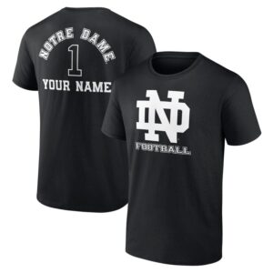 Men's Black Notre Dame Fighting Irish Personalized Name & Number Monochrome T-Shirt