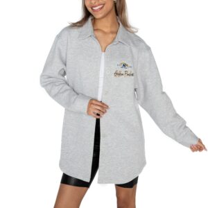 Women's Gameday Couture Ash Kent State Golden Flashes Foundation Full-Button Long Sleeve Overshirt