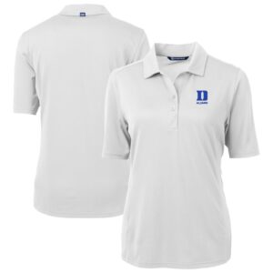 Women's Cutter & Buck  White Duke Blue Devils Virtue Eco Pique Recycled Polo