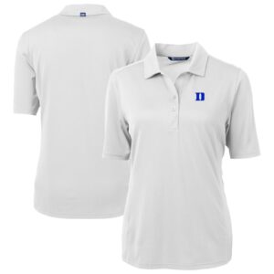 Women's Cutter & Buck  White Duke Blue Devils Virtue Eco Pique Recycled Polo