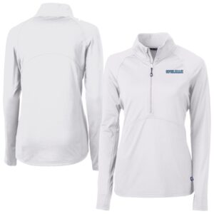 Women's Cutter & Buck White Spelman College Jaguars Adapt Eco Knit Stretch Recycled Raglan DryTec Half-Zip Top