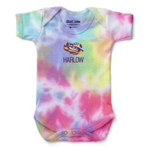 Newborn & Infant Chad & Jake  LSU Tigers Personalized Tie-Dye Bodysuit
