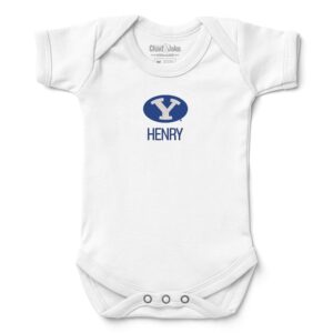 Newborn & Infant Chad & Jake  White BYU Cougars Personalized Team Logo Bodysuit