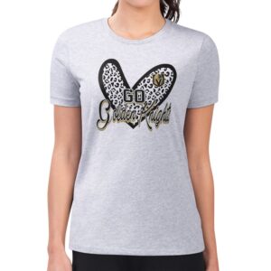 Women's G-III 4Her by Carl Banks Heather Gray Vegas Golden Knights Animal Print Heart Fitted T-Shirt