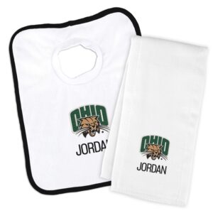 Infant Chad & Jake Ohio Bobcats Team Personalized Bib & Burp Cloth Set