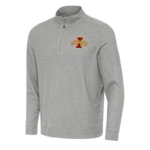Men's Antigua Heather Gray Iowa State Cyclones Subtle Quarter-Zip Sweatshirt