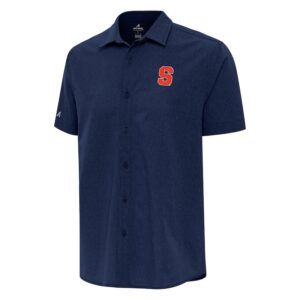 Men's Antigua  Navy Syracuse Orange Activate Woven Short Sleeve Button-Up Shirt