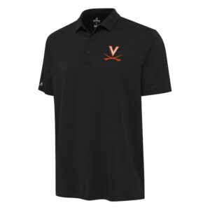 Men's Antigua Black Virginia Cavaliers Reprocess Polo