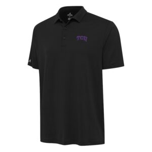 Men's Antigua Black TCU Horned Frogs Reprocess Polo