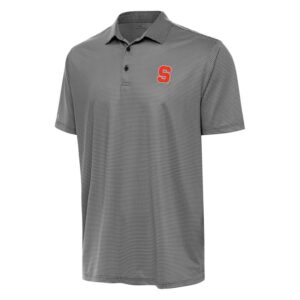 Men's Antigua Black/White Syracuse Orange Rings Polo